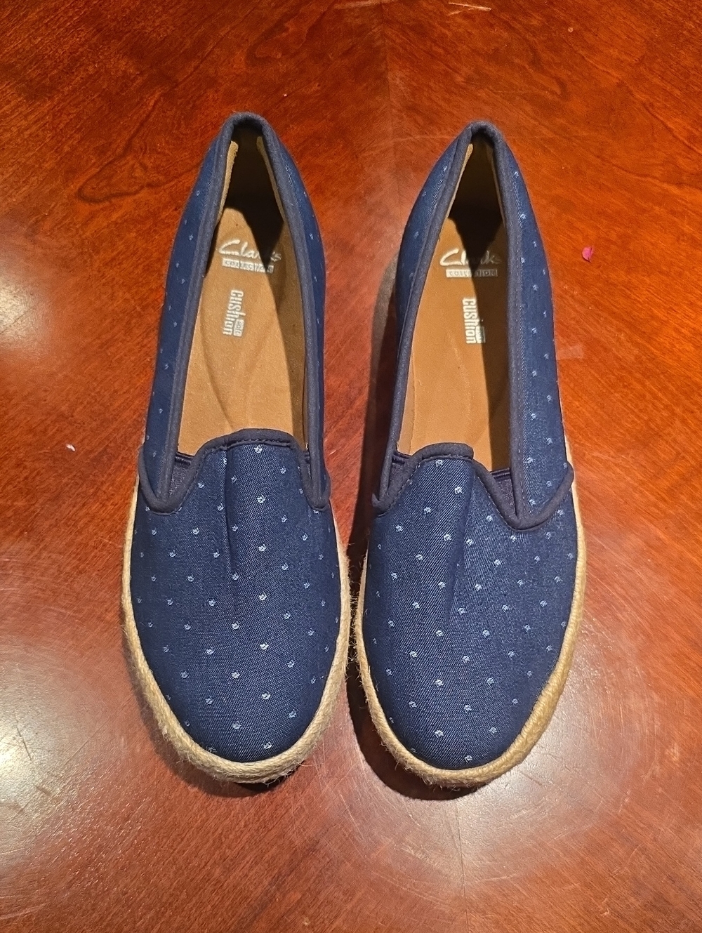 Clarks Navy Blue Espadrille Slip-On Flats